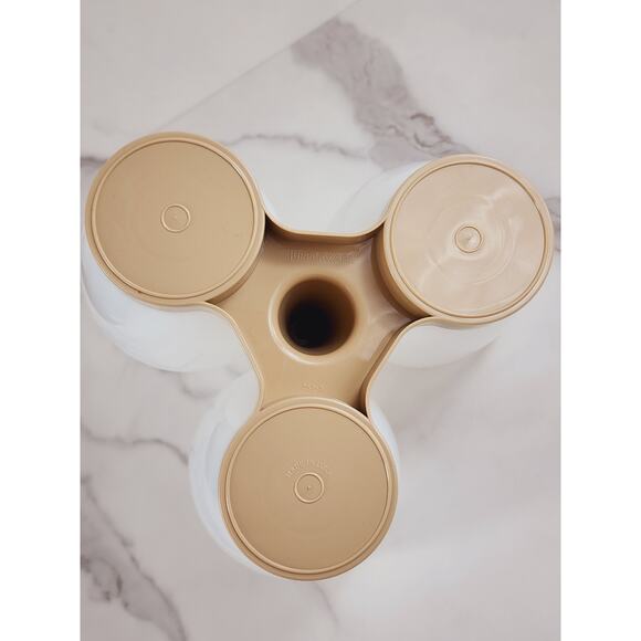 Tupperware Condiment Snack Caddy #757-3 Almond Base 6 3/4" Made in USA Vintage - Picture 8 of 14